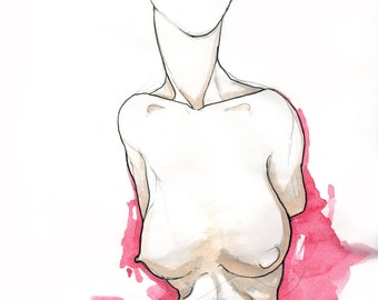 Female Bust Watercolor Painting – Vivid Art, Ready to Hang