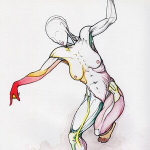 Dance 1, Anatomy surrealist female ballerina drawing, Highly detailed art, Surrealist figure, NYC Artist