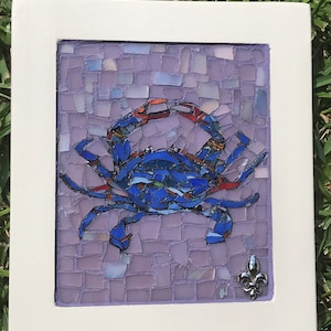 Louisiana Southern Art Mosaic Blue Crab Wall Art Coastal Art Decor Kitchen Gallery Wall Art