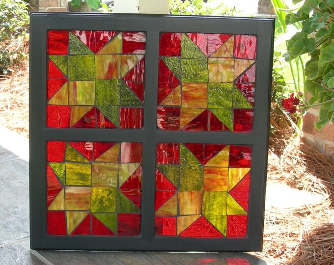 Mosaic Stained Glass Window Outdoor Art Quilt Etsy