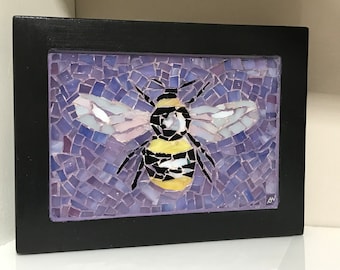 Bee Mosaic Wall Art Stained Glass Bumble Bee Art Original Springtime Farm House Kitchen Southern Wall Decor Trending Art