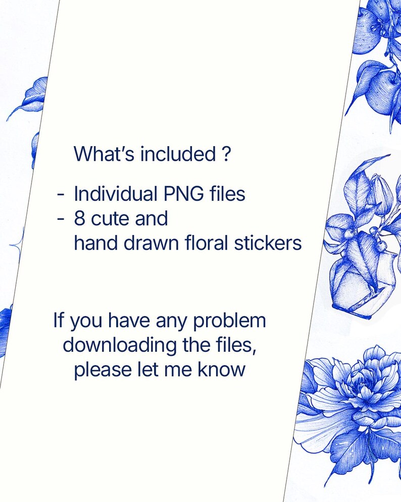Sticker Prinatable Many Blue Blue Floral Printable Stickers Png, Vintage Png Sticker, Print and Cut ...