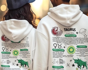 Sudadera con capucha Guía Cósmica de Tauro – Ropa del Zodíaco de Astrología Celestial