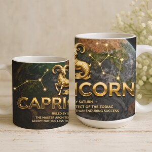 CAPRICORN Zodiac Coffee Mug, Astrology Star Sign Gift