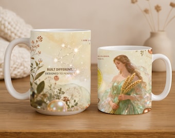 VIRGO Zodiac Coffee Mug, Botanical Astrology Cup