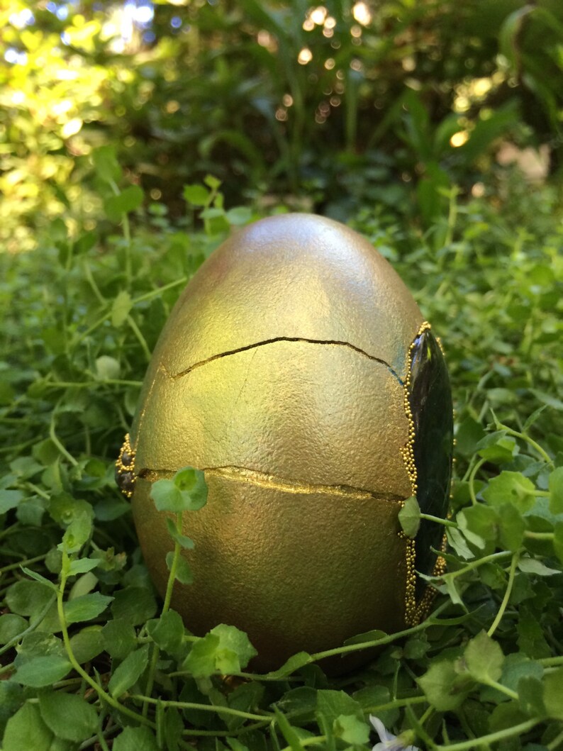 Green/Gold goose egg set with Laborite and Swarovski rhinestones image 5