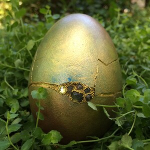 Green/Gold goose egg set with Laborite and Swarovski rhinestones image 4