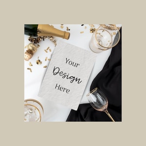 Black & Gold Mockup Collection | Luxe Party Flat Lay Mockups | Champagne Evening Styling | 15 Images