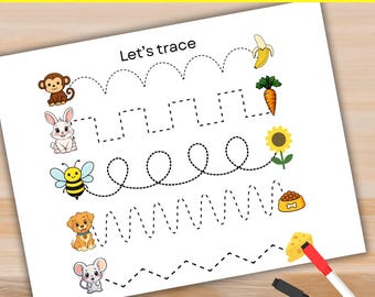 Tracing Lines, Toddler Printable Busy Book, Preschool Learning Educational Binder Worksheets, Quiet Time Fine Motor Skills, PDF