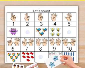 Number Matching Activity, Toddler Printable Busy Book, Preschool Learning Educational Binder Worksheets, Quiet Time Fine Motor Skills, PDF