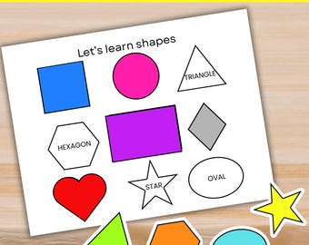 Geometric Shape Matching, Toddler Printable Busy Book, Preschool Learning Educational Binder Worksheets, Quiet Time Fine Motor Skills, PDF