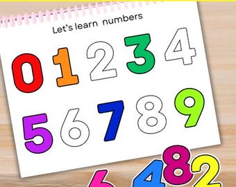 Number Matching Activity, Toddler Printable Busy Book, Preschool Learning Educational Binder Worksheets, Quiet Time Fine Motor Skills, PDF