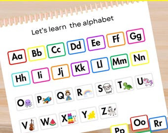 Alphabet Matching Activity, Toddler Printable Busy Book, Preschool Learning Educational Binder Worksheets, Quiet Time Fine Motor Skills, PDF