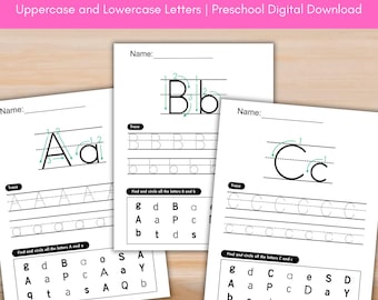 Alphabet tracing Worksheets A-Z, Uppercase and Lowercase Letter Writing Practice, Preschool & Kindergarten Handwriting Printable