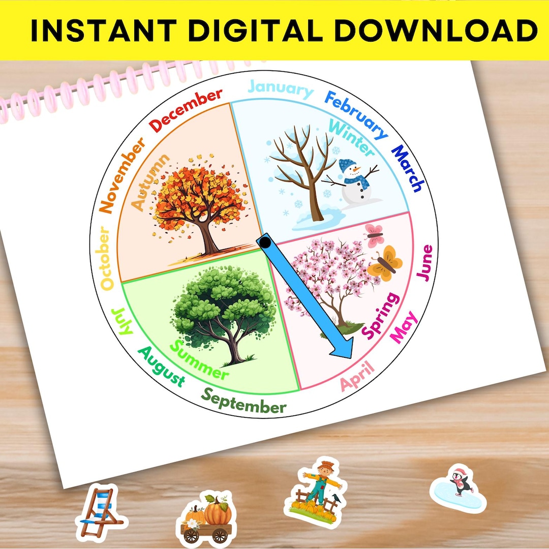 Season Wheel PDF, Toddler Busy Book, Preschool Learning Educational ...