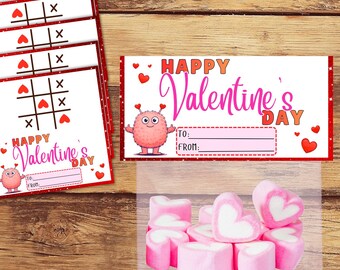 Valentine Girl and Boy Treat Bags, Instant Download, Custom Gift Tags, Printable Personalised  Favor Goodie Bags