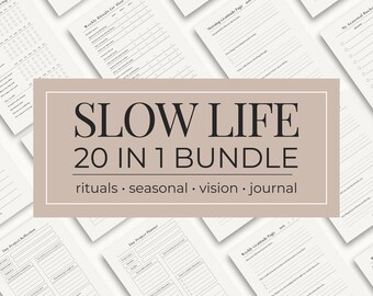 Slow Living Bundle • Printable Planners • Journal • Vision Board • Digital Download