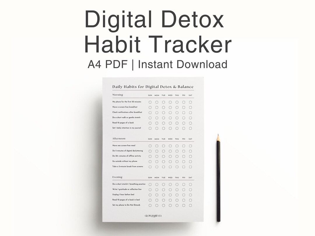 Daily Digital Detox Habit Tracker | Build Mindful Routines & Find Calm ...
