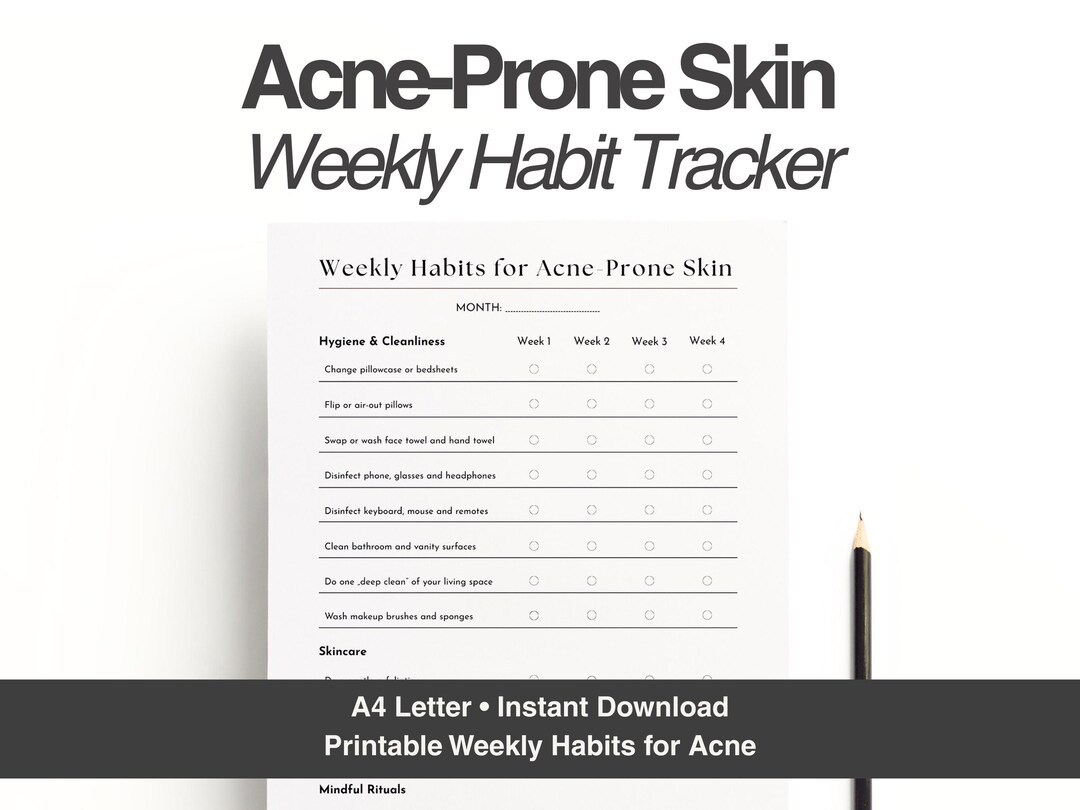 Weekly Acne Skin Habit Checklist | A4 PDF - Etsy