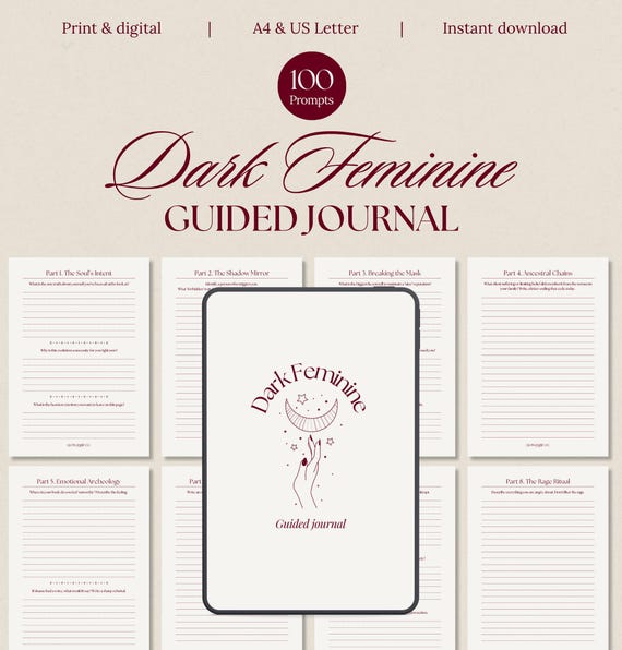 Dark Feminine Energy Guided Journal | High Value Woman Workbook | Digital Download
