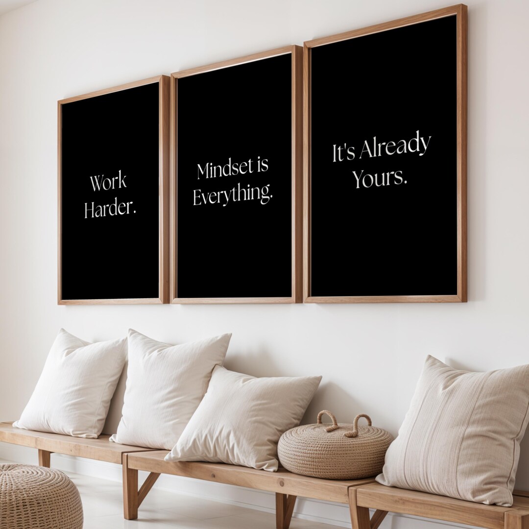 Motivational Printable Wall Art Set of 3, Minimalist Quote Poster ...