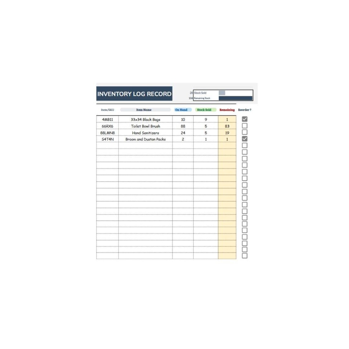 Inventory Tracker Spreadsheet Small Business Log Supplies Management ...