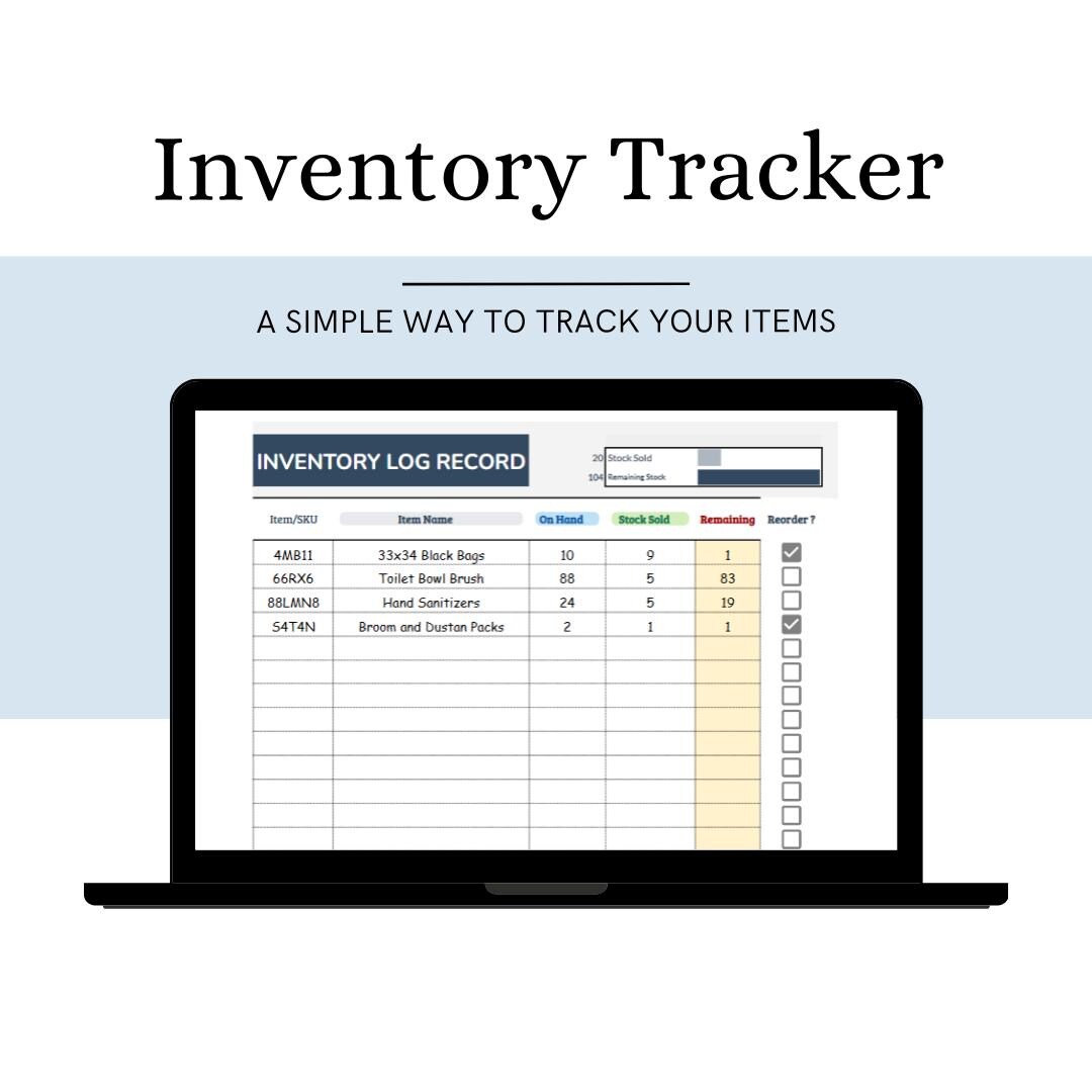 Inventory Tracker Spreadsheet Small Business Log Supplies Management ...