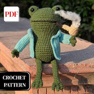 Schema rana all'uncinetto in PDF / Schema rana divertente in amigurumi / Rana di peluche all'uncinetto con pipa / Schema uncinetto / Rana di peluche / Download digitale.