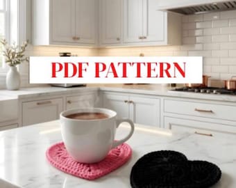 CROCHET PATTERN: Crochet heart coasters, Valentine decor, romantic gift, mug rug, cup holder, PDF