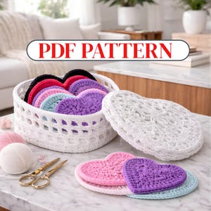 Crochet Heart Box & Coasters PDF Pattern | Romantic Home Decor (Instant Download)
