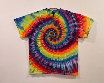 L Handmade Tie Dye Ice Dye Shirt a Unique One of a Kind Colorful Cotton Tee Mens Unisex Boho Festival Gift Artistic Hand Dyed Wearable Art