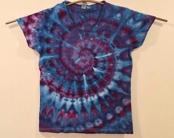 M Handmade Womens Tie Dye Ice Dye Shirt a Unique One of a Kind Colorful Cotton Tee Unisex Boho Festival Gift Artistic Hand Dyed Wearable Art