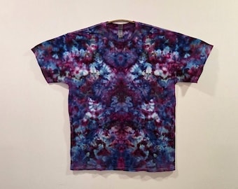L Handmade Tie Dye Ice Dye Shirt a Unique One of a Kind Colorful Cotton Tee Mens Unisex Boho Festival Gift Artistic Hand Dyed Wearable Art