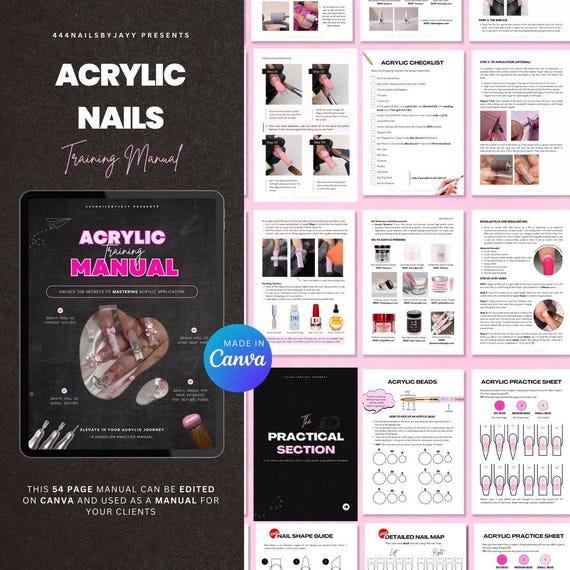 Acrylic Training Manual | Acrylic Nails Editable Training Manual | Nail Tech Manual | Nail Educator Manual
