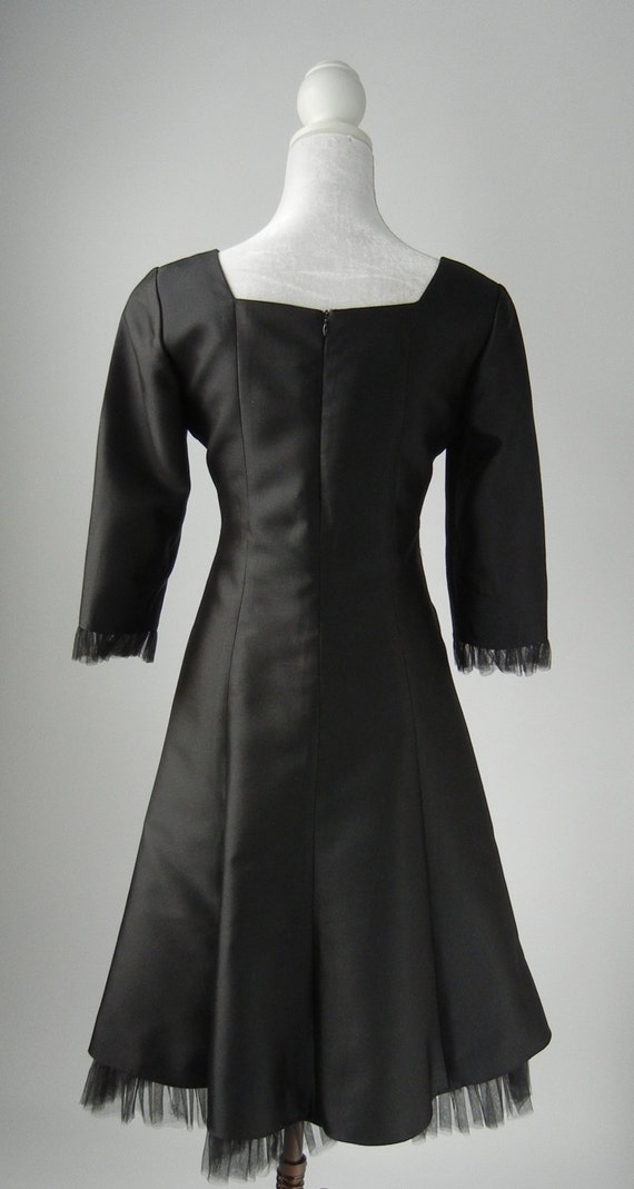 Vintage Black Dress, Retro Black Silk Party Dress… - image 4