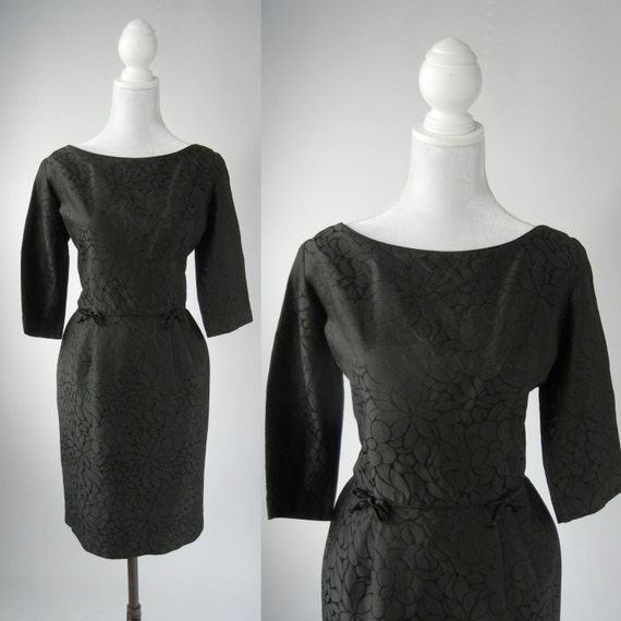 1950s black cocktail dress