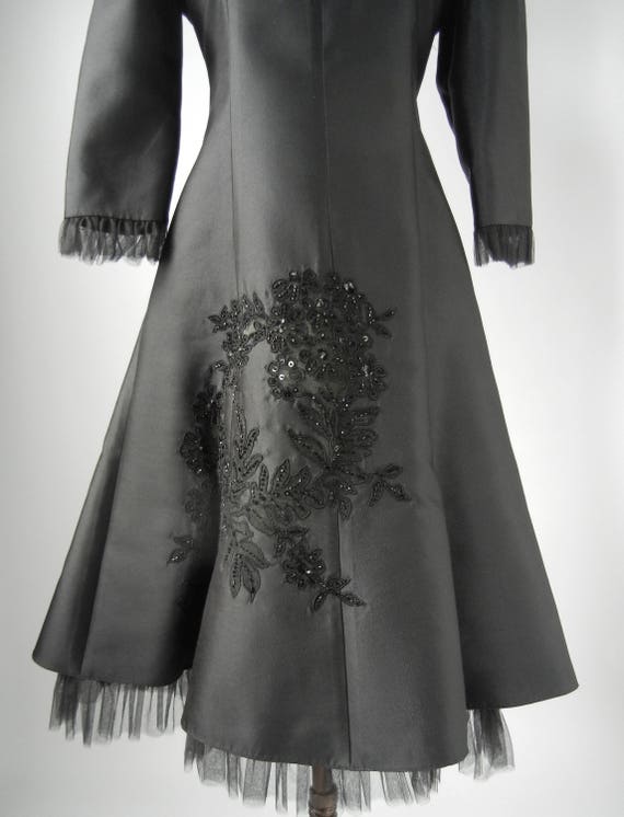 Vintage Black Dress, Retro Black Silk Party Dress… - image 5