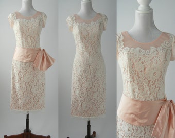 Vintage Style Dress, 1950 Style Dress, Vintage Reproduction Dress, 1950s White Lace Dress, 50s Cocktail Dress, 1950 Wiggle Dress, 50 Wedding