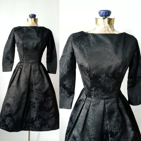 1950s Dress, Vintage Dress, Black Vintage Dress, … - image 1