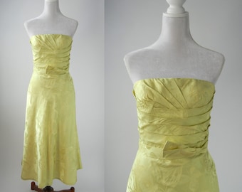 Robe vintage, robe verte vintage, Carmen Marc Valvo, Robe Couture, Robe Pistache Verte, Robe Bustier, Robe Florale, Robe Papillon