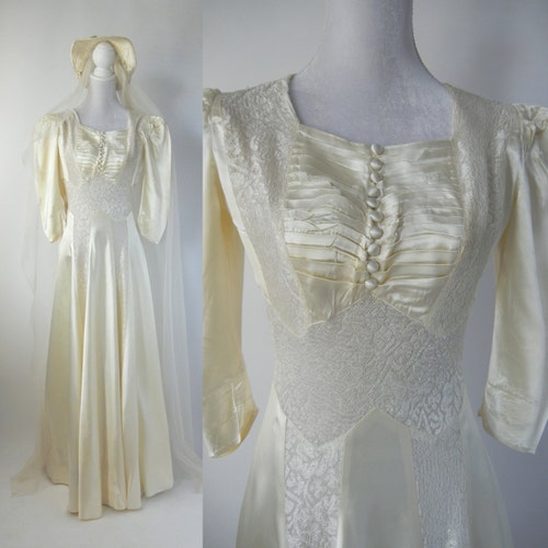 Vintage 1930s Silk Satin Wedding Dress / 30s Wedding Dress / - Etsy