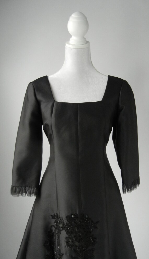 Vintage Black Dress, Retro Black Silk Party Dress… - image 3