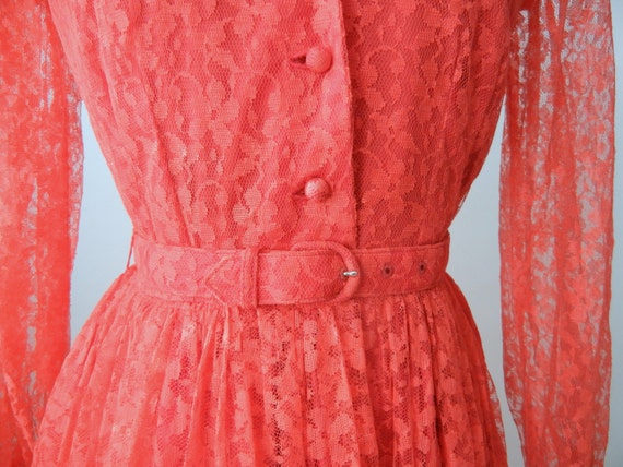 Vintage Dress, 1950s Lace Dress, Pink Lace Gown, … - image 4