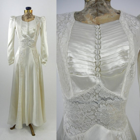 vintage satin wedding gown