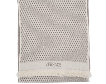 Genuine Versace Vintage Wool Beige Scarf in Very Good Condition Made In Italy