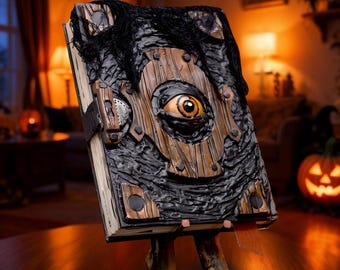 Horror Book Creepy Devil Eye, Halloween Prop, Spooky Decor Monster Book, Spell Book Witch Decor, Gothic Decor Occult Haunted Prop Grimoires.