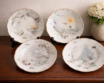 Set of 4 Haviland Limoges Plates – Theatre of the Seasons, Bracquemond Designs (COA)