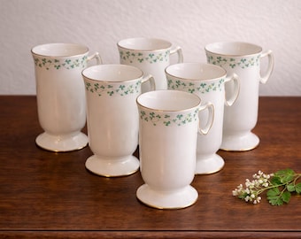 Set of 6 vintage Irish Coffee Mugs - Royal Tara - Shamrock Trellis