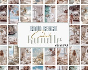 Boho Beach Content Library: 200 Images and 50 Reels (PLR and MRR)