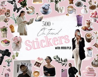 500 pegatinas digitales con PLR y MRR: producto digital para redes sociales, plantillas de Instagram y marketing digital.